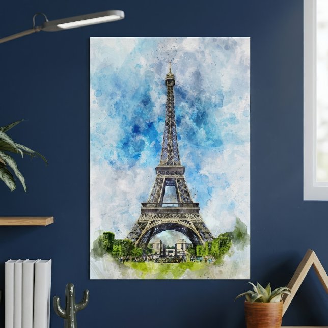 Eiffelturm in Paris nr2 Poster (Paris France Eiffel Tower Watercolor. Poster)