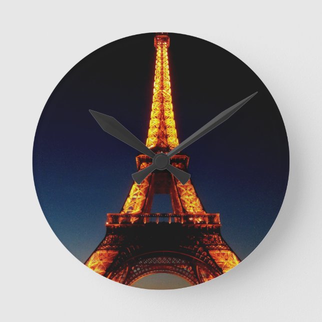 Eiffelturm in Paris Runde Wanduhr (Vorderseite)