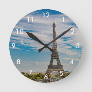 Eiffelturm in Paris Runde Wanduhr