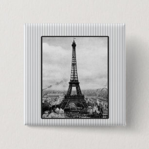 Eiffelturm in Paris Vintag gestreift Button