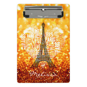 Eiffelturm-Inschriften Paris im Herzen Mini Klemmbrett