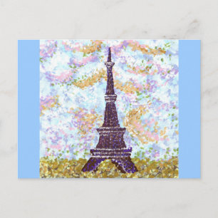 Eiffelturm Inspiriert Pointillismus Postkarte