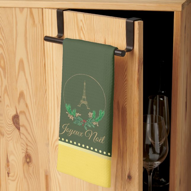 Eiffelturm Joyeux Weihnachten Küchentücher (Drittel gefaltet)