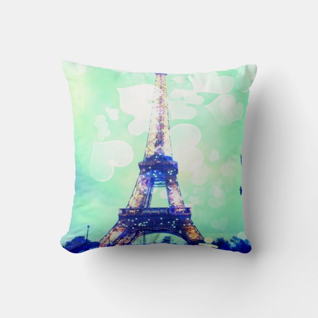 Eiffelturm-Kissen im tadellosen Grün Kissen (Vorderseite)