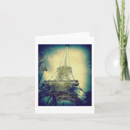 Eiffelturm, Kunst-Druck, blau und grün, freier Karte