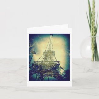 Eiffelturm, Kunst-Druck, blau und grün, freier Karte