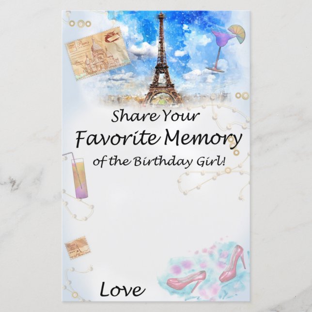 Eiffelturm Lieblings-Erinnerung an das Geburtstags (Vorderseite)