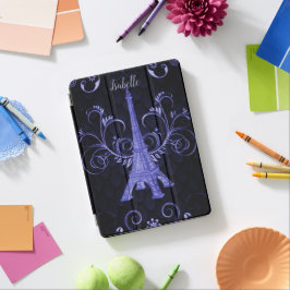 Eiffelturm Lila florale Wirbel iPad Abdeckung Pro Hülle