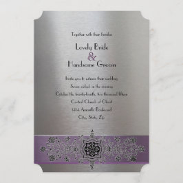 Eiffelturm Lila und Silberhochzeit Einladung