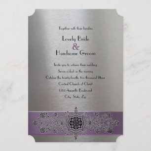 Eiffelturm Lila und Silberhochzeit Einladung