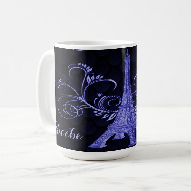 Eiffelturm Lila Wirbel Kaffeetasse (Vorderseite Links)