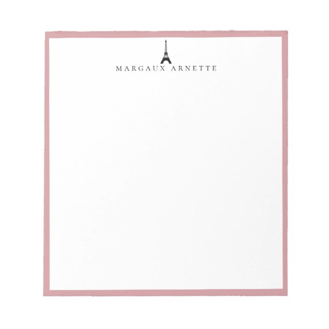 Eiffelturm Logo Rosa Rahmen Notizblock (Vorderseite)