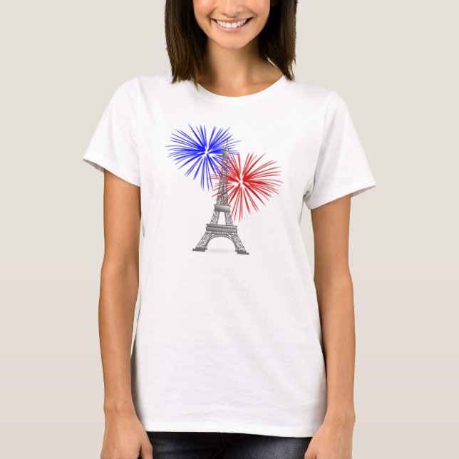 Eiffelturm mit Feuerwerk T-Shirt (Vorderseite)