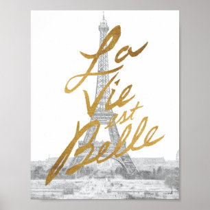 Eiffelturm mit Goldschrift Poster
