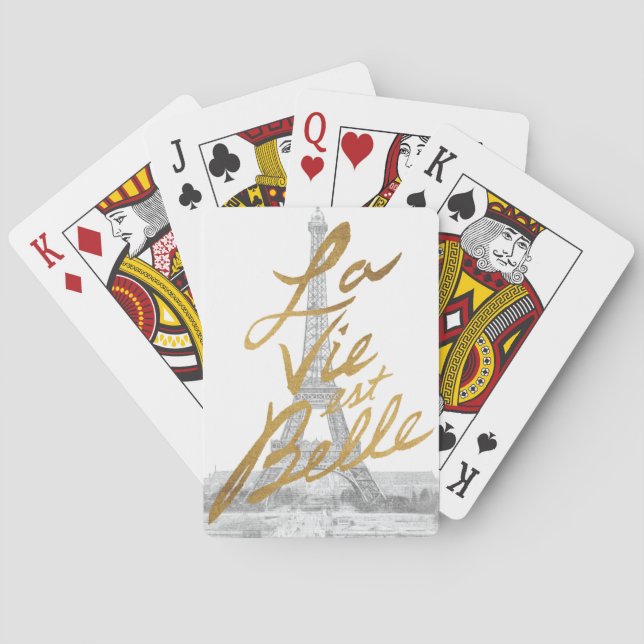 Eiffelturm mit Goldschrift Spielkarten (Rückseite)