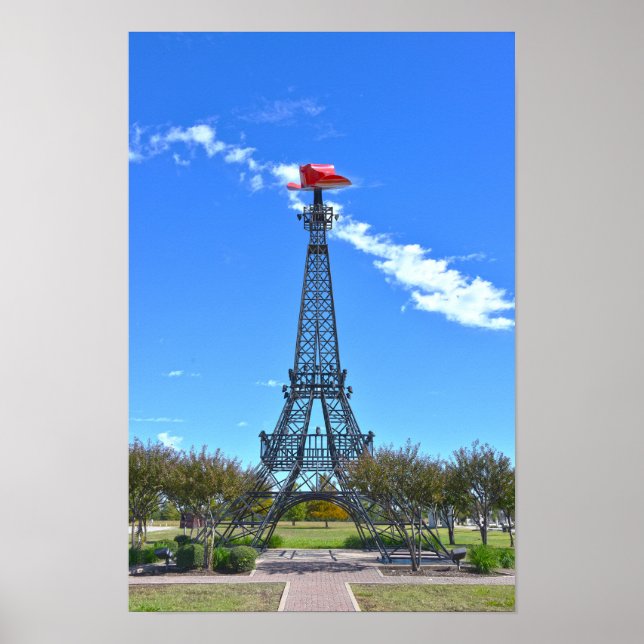 Eiffelturm mit rotem Cowboyhut, Paris, Texas Poster (Vorne)