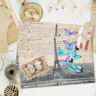 Eiffelturm mit Vintagem französischem Franken Seidenpapier