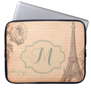 Eiffelturm-Monogramm 15" Paris Frankreich Laptopschutzhülle