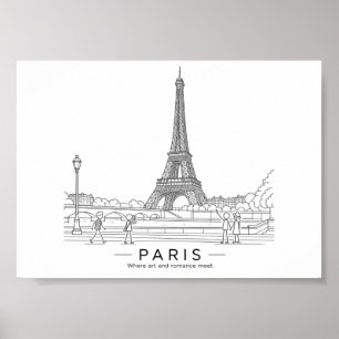 Eiffelturm Paris Architektur Line Art Poster