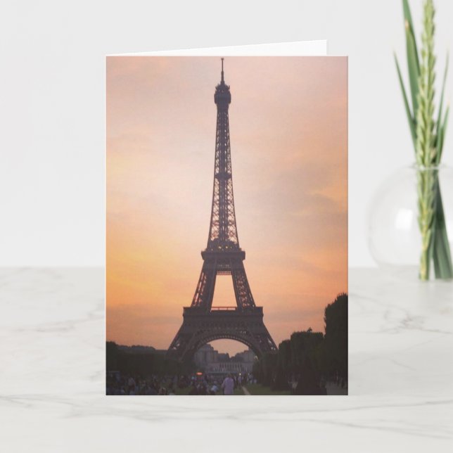 Eiffelturm, Paris bei Sonnenuntergang (Blank) Grüß Karte (Vorderseite)