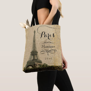 Eiffelturm Paris Beige Falschgold Monogramm Name