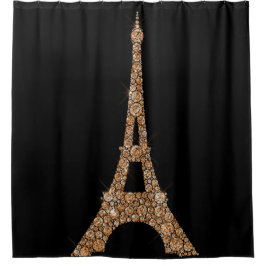 Eiffelturm Paris Black Rose Gold Kupferkristalle K Duschvorhang