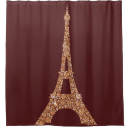 Eiffelturm Paris Burgu Rose Gold Kupferkristalle Duschvorhang