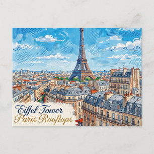 Eiffelturm Paris Dächer Frankreich Postkarte