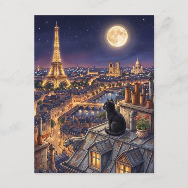 Eiffelturm Paris Dächer Frankreich Postkarte (Vorderseite)