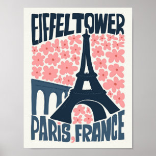 Eiffelturm Paris Frankreich abstrakt Reise floral Poster
