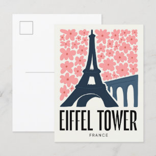 Eiffelturm Paris Frankreich abstrakt Reise floral Postkarte