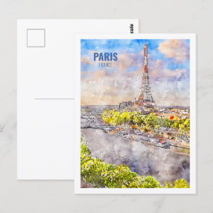 Eiffelturm Paris Frankreich Berühmt Reise Wasserfa Postkarte