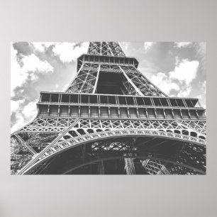 Eiffelturm, Paris, Frankreich in Schwarzweiß Poster