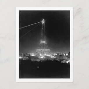Eiffelturm, Paris, Frankreich, Nachtblick, Vintag Postkarte