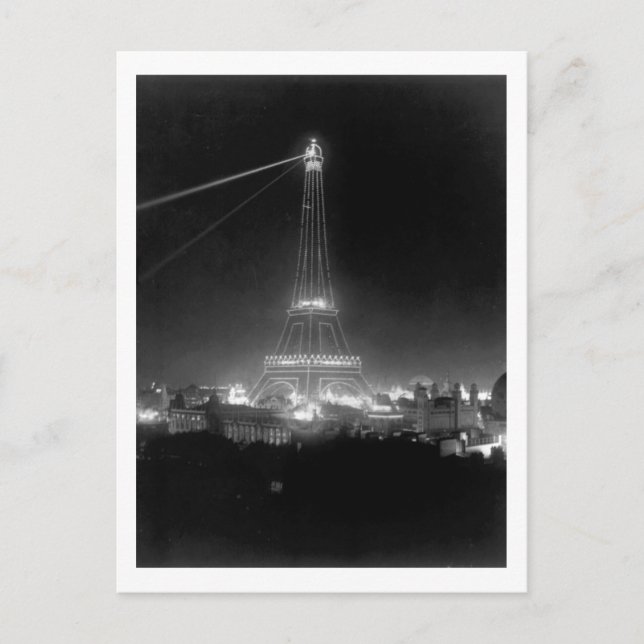 Eiffelturm, Paris, Frankreich, Nachtblick, Vintag Postkarte (Vorderseite)