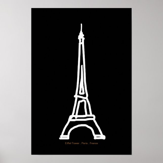Eiffelturm Paris/Frankreich Schwarz-weiß Poster (Vorne)