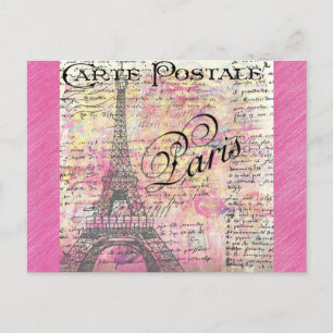 Eiffelturm Paris Frankreich Vintag Pink Postkarte