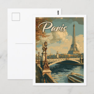 Eiffelturm Paris Frankreich Vintage Berühmter Reis Postkarte