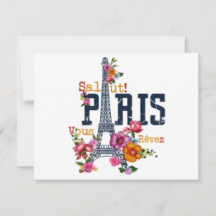 Eiffelturm Paris Hemd Salut Blühendes Paris Fra Feiertagskarte