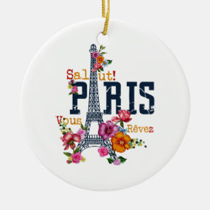 Eiffelturm Paris Hemd Salut Blühendes Paris Fra Keramik Ornament