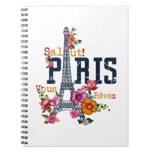 Eiffelturm Paris Hemd Salut Blühendes Paris Fra Notizblock