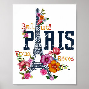 Eiffelturm Paris Hemd Salut Blühendes Paris Fra Poster