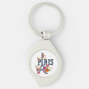Eiffelturm Paris Hemd Salut Blühendes Paris Fra Schlüsselanhänger