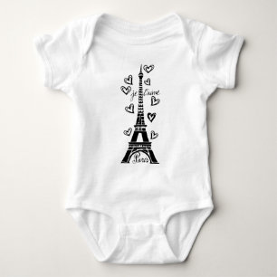 EIFFELTURM PARIS JE T'AIME UND HERZ-DRUCK BABY STRAMPLER