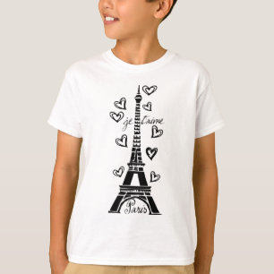 EIFFELTURM PARIS JE T'AIME UND HERZ-DRUCK T-Shirt