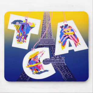 Eiffelturm Paris Luftverkehr Werbung Vintage Mousepad
