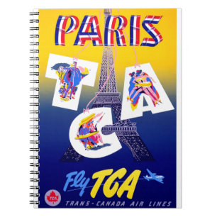 Eiffelturm Paris Luftverkehrswerbung Vintage Notizblock
