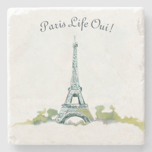 Eiffelturm Paris Pen und Aquarellskizze Steinuntersetzer