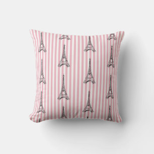 Eiffelturm Paris Pink Stripe Pillow Kissen