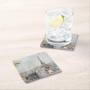 Eiffelturm Paris Quadrat Bierdeckel Rechteckiger Pappuntersetzer